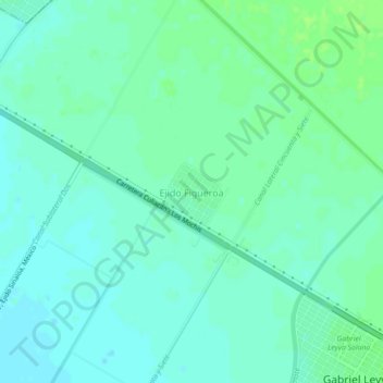 Mapa topográfico Ejido Figueroa, altitud, relieve