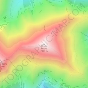 Mapa topográfico Monte Priora, altitud, relieve