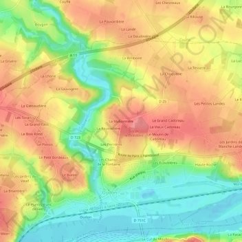 Mapa topográfico La Mabonnière, altitud, relieve