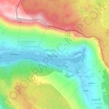 Mapa topográfico Prijevor, altitud, relieve