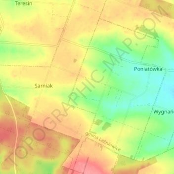 Mapa topográfico Kraków, altitud, relieve