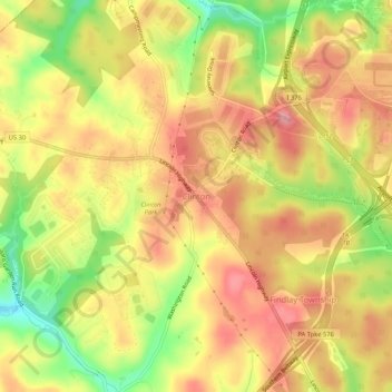 Mapa topográfico Clinton, altitud, relieve