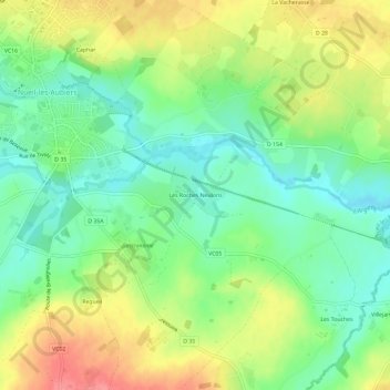 Mapa topográfico Les Roches Neulons, altitud, relieve