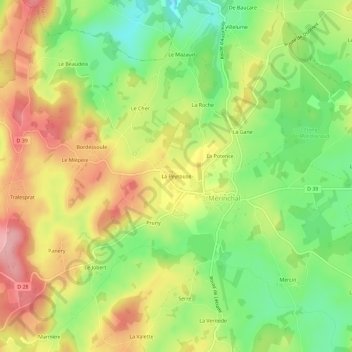 Mapa topográfico La Peyrouse, altitud, relieve