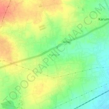Mapa topográfico Kaniyur, altitud, relieve