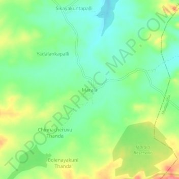 Mapa topográfico Marala, altitud, relieve