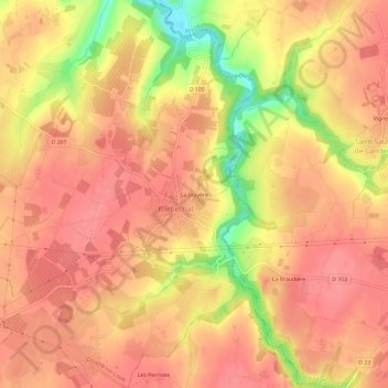 Mapa topográfico La Jouyère, altitud, relieve