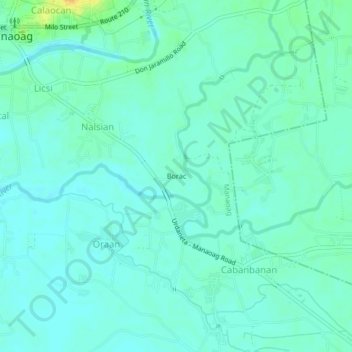 Mapa topográfico Borac, altitud, relieve