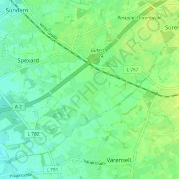 Mapa topográfico Siedlung Determeyer, altitud, relieve