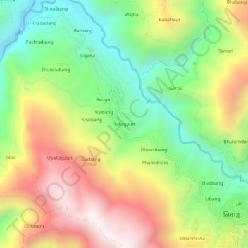 Mapa topográfico Tallagaun, altitud, relieve