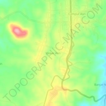 Mapa topográfico Mekar Asri, altitud, relieve