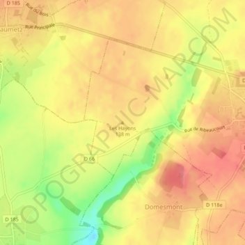 Mapa topográfico Les Hayons, altitud, relieve