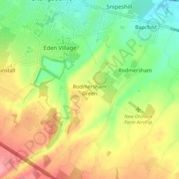 Mapa topográfico Rodmersham Green, altitud, relieve