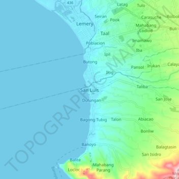 Mapa topográfico San Luis, altitud, relieve