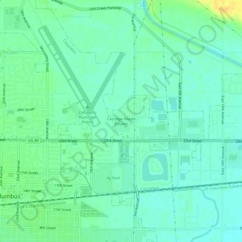 Mapa topográfico Carriage House Estates, altitud, relieve