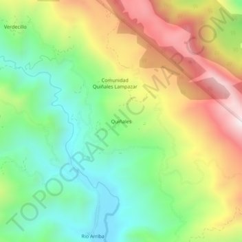 Mapa topográfico Quiñales, altitud, relieve