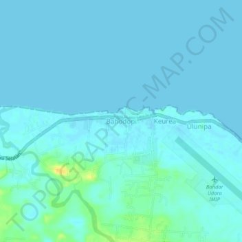 Mapa topográfico Bahodopi, altitud, relieve