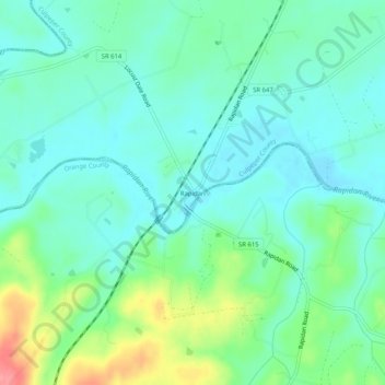 Mapa topográfico Rapidan, altitud, relieve