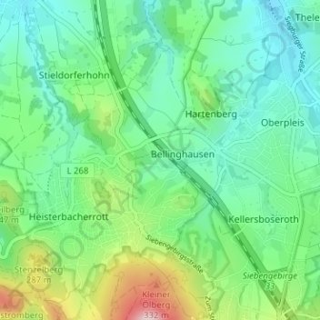 Mapa topográfico Bellinghauserhohn, altitud, relieve
