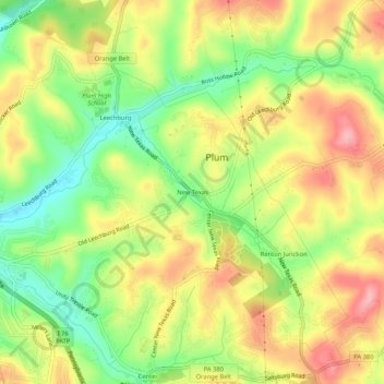 Mapa topográfico New Texas, altitud, relieve