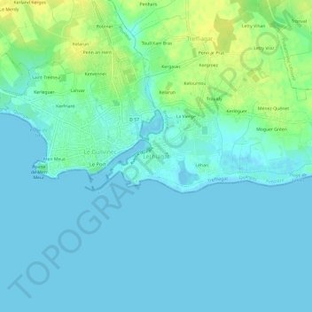 Mapa topográfico Léchiagat, altitud, relieve