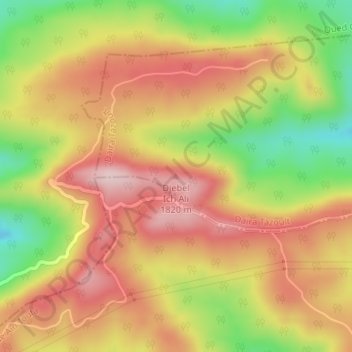 Mapa topográfico Djebel Ich Ali, altitud, relieve