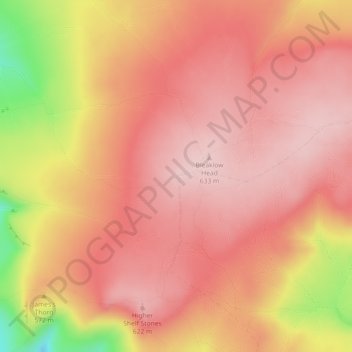 Mapa topográfico Wain Stones, altitud, relieve