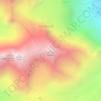 Mapa topográfico Mount Selwyn, altitud, relieve