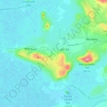 Mapa topográfico Yarley, altitud, relieve