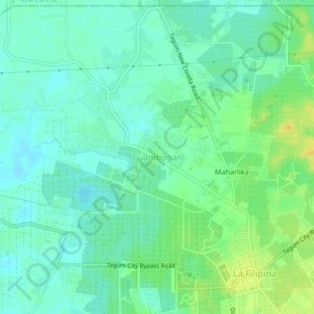 Mapa topográfico Cuambogan, altitud, relieve