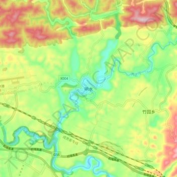 Mapa topográfico Xiangshui, altitud, relieve