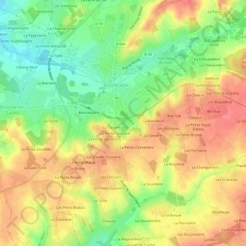 Mapa topográfico Bois, altitud, relieve