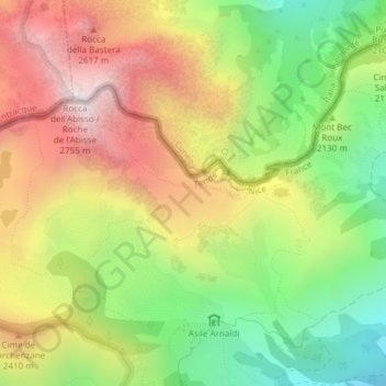 Mapa topográfico Pra Giordan, altitud, relieve