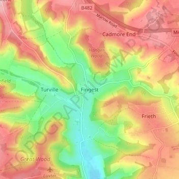 Mapa topográfico Fingest, altitud, relieve