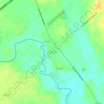 Mapa topográfico Fentress, altitud, relieve