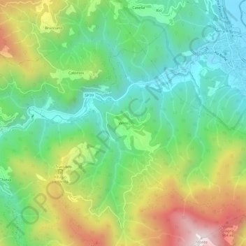 Mapa topográfico Verni, altitud, relieve