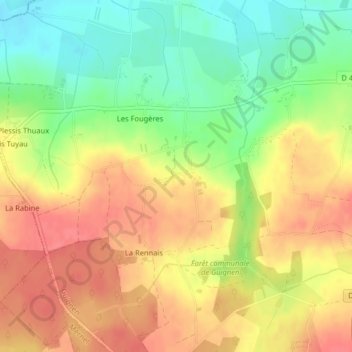 Mapa topográfico La Cofarie, altitud, relieve
