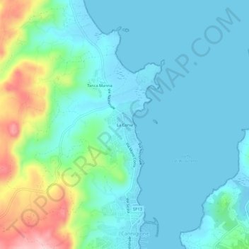 Mapa topográfico La Conia, altitud, relieve