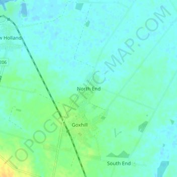 Mapa topográfico North End, altitud, relieve