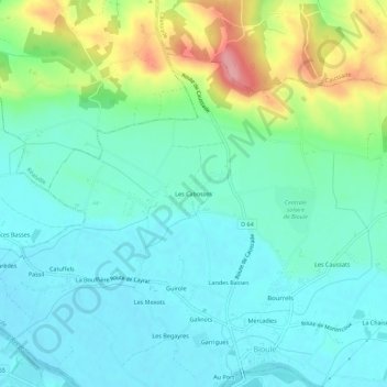 Mapa topográfico Les Cabosses, altitud, relieve