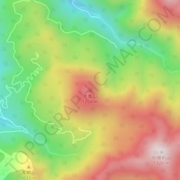 Mapa topográfico Mount Ooarashi, altitud, relieve