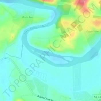 Mapa topográfico Hanging Rock, altitud, relieve