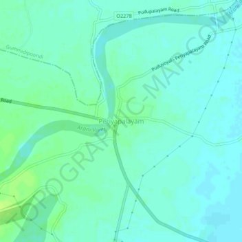 Mapa topográfico Periyapalayam, altitud, relieve