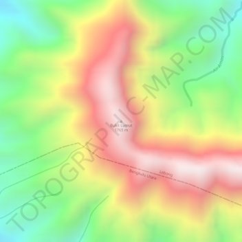 Mapa topográfico Bukit Lumut, altitud, relieve