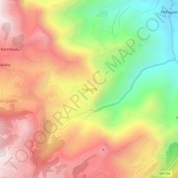 Mapa topográfico Vilpatti, altitud, relieve