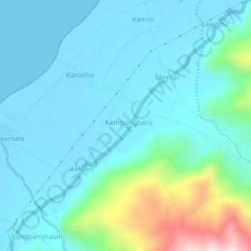 Mapa topográfico Tiwu, altitud, relieve