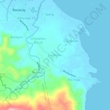 Mapa topográfico San Pedro, altitud, relieve