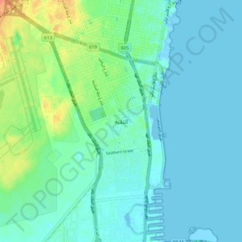 Mapa topográfico Ath Thuqbah, altitud, relieve