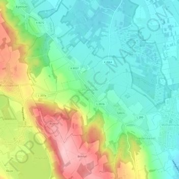 Mapa topográfico Pfrungen, altitud, relieve