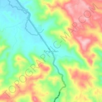 Mapa topográfico Pangalalan, altitud, relieve